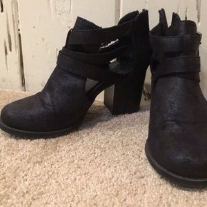 Black cutout ankle booties